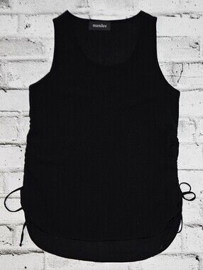 Mandee Black Sleeveless Ruched Side Tank Top Stretch Size Small